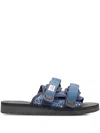 Suicoke 'moto' Bandana Print Single Band Slides In Blue