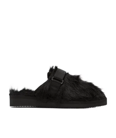 Suicoke Logo Slippers In Black