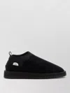 Suicoke Low Top Suede Slippers Rubber Sole In Black