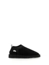 Suicoke Low Top Suede Slippers Rubber Sole In Black