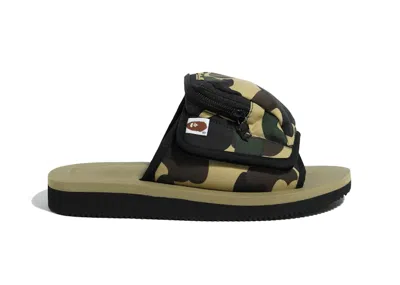 Pre-owned Suicoke Men's  Dao A Bathing Ape 1st Camo Sneakers In Green Camo/yellow