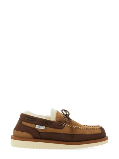 Suicoke M2ab Shearling-lined Suede Loafers In Brown
