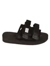 Suicoke Double Velcro Detail Logo Sandals In Nero