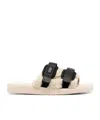 Suicoke Double Strap Rubber Sole Slides With Logo-patch In Nude