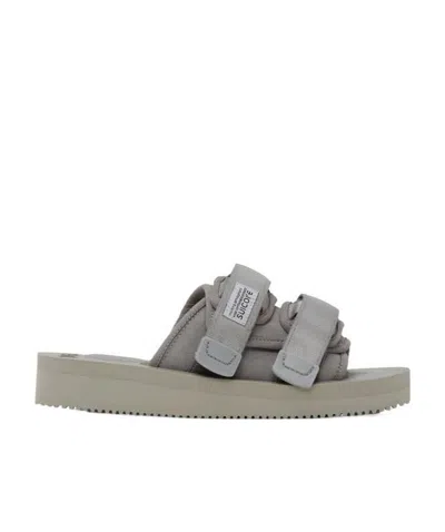 Suicoke Moto-vs Touch-strap Slides In Gray