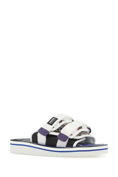 Suicoke Unique Embroidery Fabric Moto-cab Slippers In Multicoloured