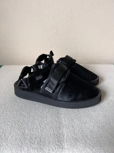 Pre-owned Suicoke Nots Vhl Calf Hair Sandals In Black