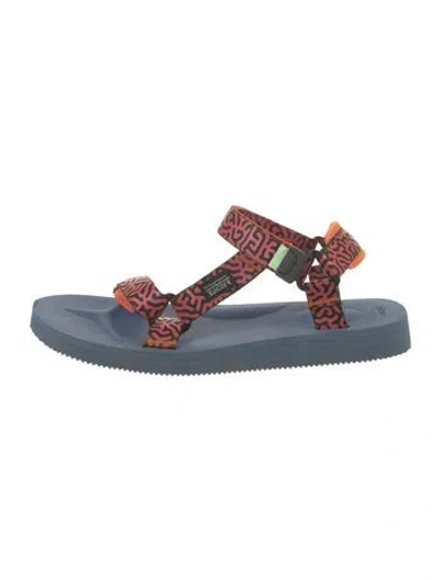 Pre-owned Suicoke Nylon Graphic Print Sandals In Blue