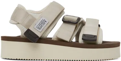 Suicoke Off-white & Brown Kisee-po Sandals In Ivory X Brown