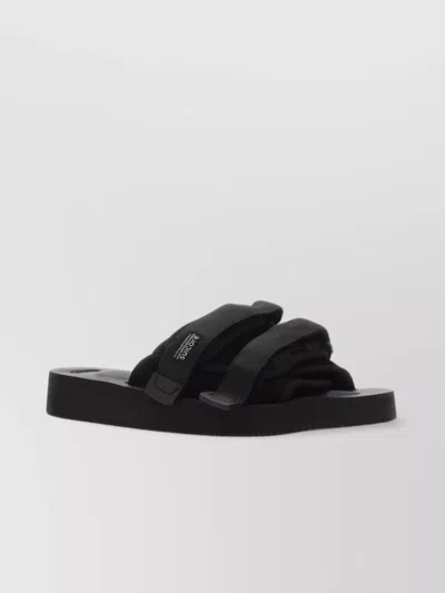 Suicoke Open Toe Platform Sandals With Textile Upper In Black