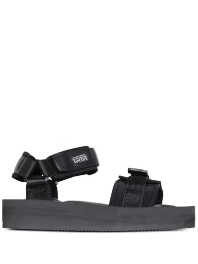 Suicoke Platform Strap Sandals In Black
