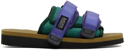 Suicoke Purple & Green Moto-cab Sandals In Purple/brown