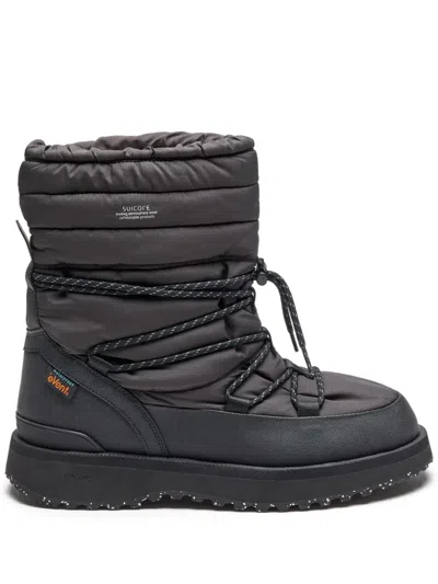 Suicoke Quilted Lace-up Boots In Black