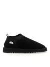 Suicoke Low Top Suede Slippers Rubber Sole In Black