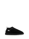 Suicoke Low Top Suede Slippers Rubber Sole In Black