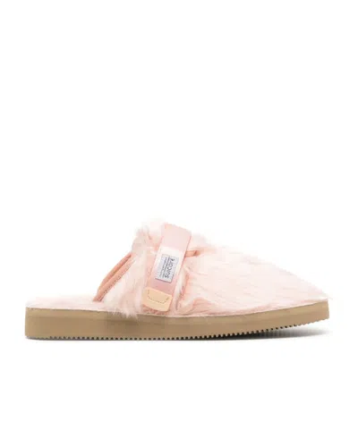 Suicoke Eco Fur Slippers Featuring Strap Detailing In Pink
