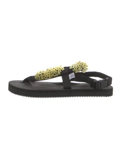 Pre-owned Suicoke Rubber Beaded Accents Sandals In Black