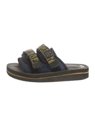 Pre-owned Suicoke Rubber Printed Slides In Black