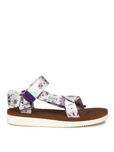 Suicoke Floral Pattern Platform Sandals In White