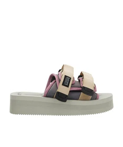 Suicoke Side Touch-strap Detail Sandals In Gray