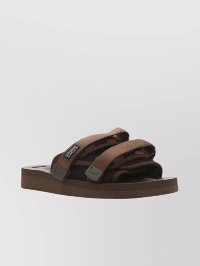 Suicoke Stitched Strap Flat Sandal In Brown