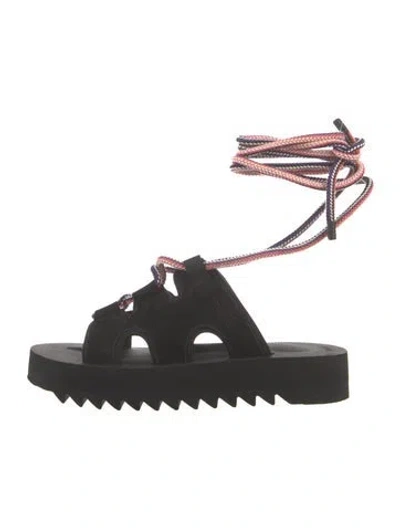Pre-owned Suicoke Suede Gladiator Sandals In Black