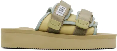 Suicoke Taupe & Blue Moto-po Sandals In Moss Gray