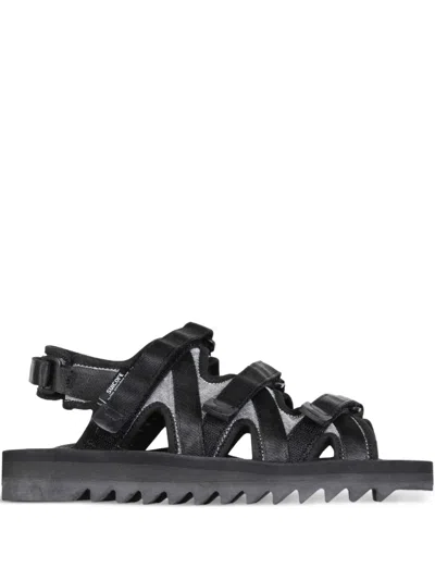 Suicoke Touch-strap Flat Sandals In Black
