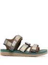 Suicoke Touch-strap Flat Sandals In Green