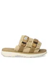 Suicoke Touch-strap Flat Sandals In Neutrals