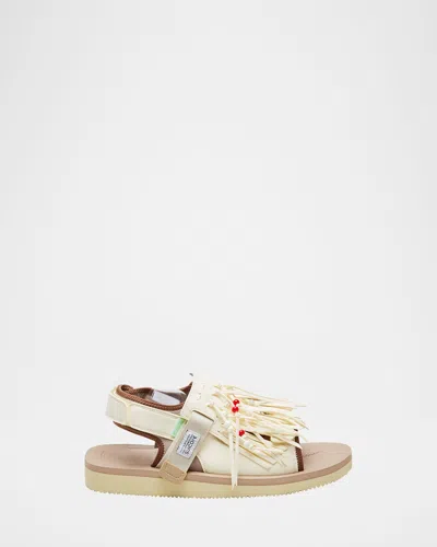 Suicoke Was 4ab Beaded Tassel Sporty Sandals In White