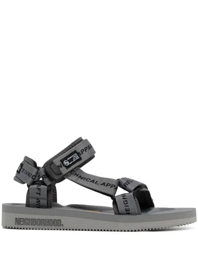 Suicoke X Neighborhood Logo-strap Sandals In Grau