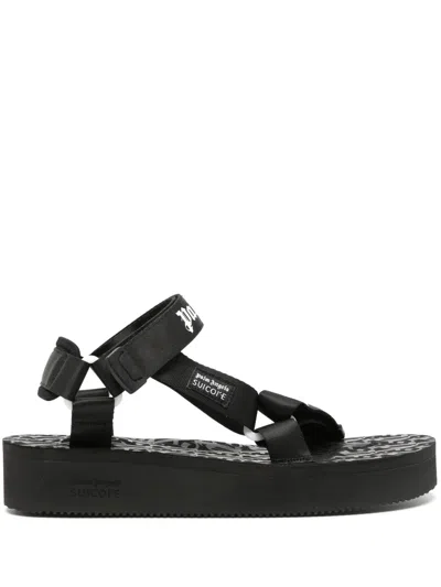 Suicoke X Palm Angels Depa Logo-print Sandals In Black