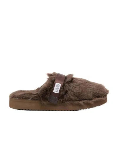 Suicoke Zavo Faux-fur Slippers In Brown