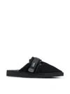 Suicoke Logo Patch Flat Slippers In Black
