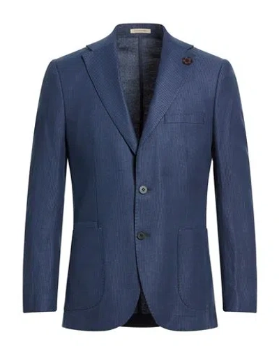 Suit Sartoria Man Blazer Blue Size 46 Polyester, Linen, Cotton, Viscose, Elastane