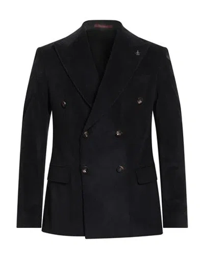 Suit Sartoria Man Blazer Midnight Blue Size 42 Cotton In Black