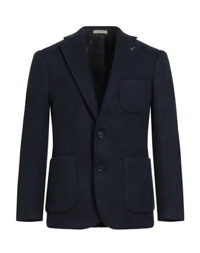 Suit Sartoria Man Blazer Navy Size 40 Polyester, Wool In Blue