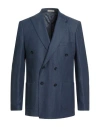 Suit Sartoria Man Blazer Slate Blue Size 48 Polyester, Linen, Cotton, Viscose, Elastane In Blue