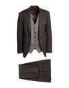 Suit Sartoria Man Suit Dark Brown Size 48 Polyester, Wool, Elastane In Brown