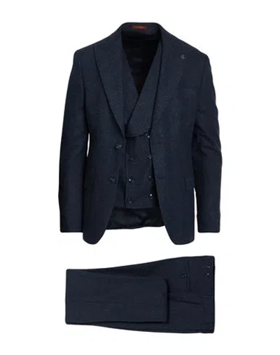 Suit Sartoria Man Suit Navy Size 48 Wool, Polyester, Lycra In Blue