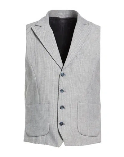 Suit Sartoria Man Tailored Vest Blue Size 36 Linen In Gray