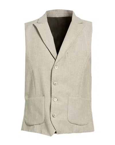Suit Sartoria Man Tailored Vest Dark Green Size 46 Linen In Gray