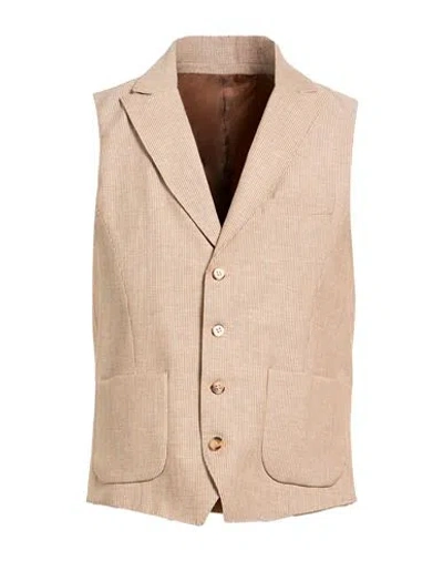 Suit Sartoria Man Tailored Vest Light Brown Size 44 Linen In Pink