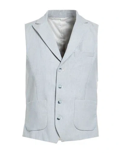 Suit Sartoria Man Tailored Vest Sky Blue Size 46 Linen