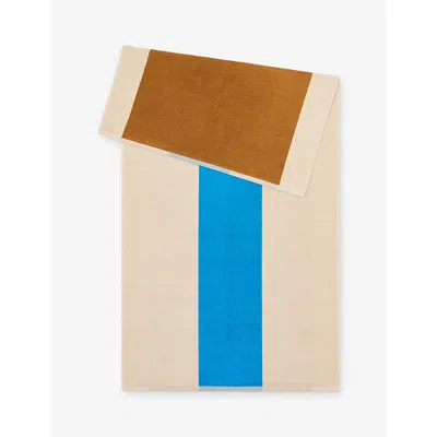 Suite 702 Aqua Toffee Woven-stripe Cotton Bath Mat 70cm X 140cm