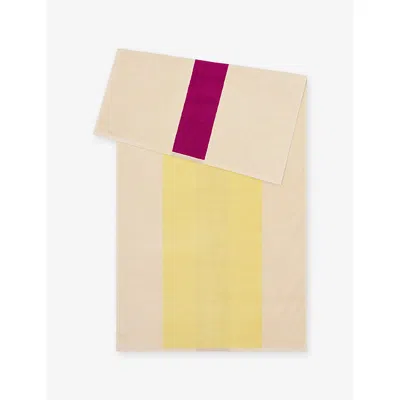 Suite 702 Yellow Fuchsia Woven-stripe Cotton Bath Mat 70cm X 140cm