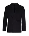 Suithomme Double-breasted Black Wool-blend Jacket With Notch Lapel In Black