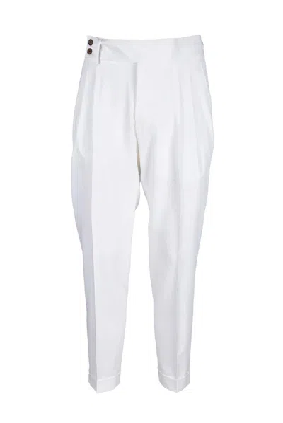 Suithomme Tailored White Trousers With Cropped Design And Subtle Pleating