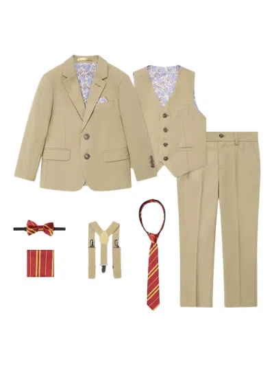 Suitlab Kids' Paisley-lined Three-piece Suit Set In Neutral